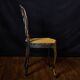 Antique black and gold lacquered chair – Napoleon III style – caned seat