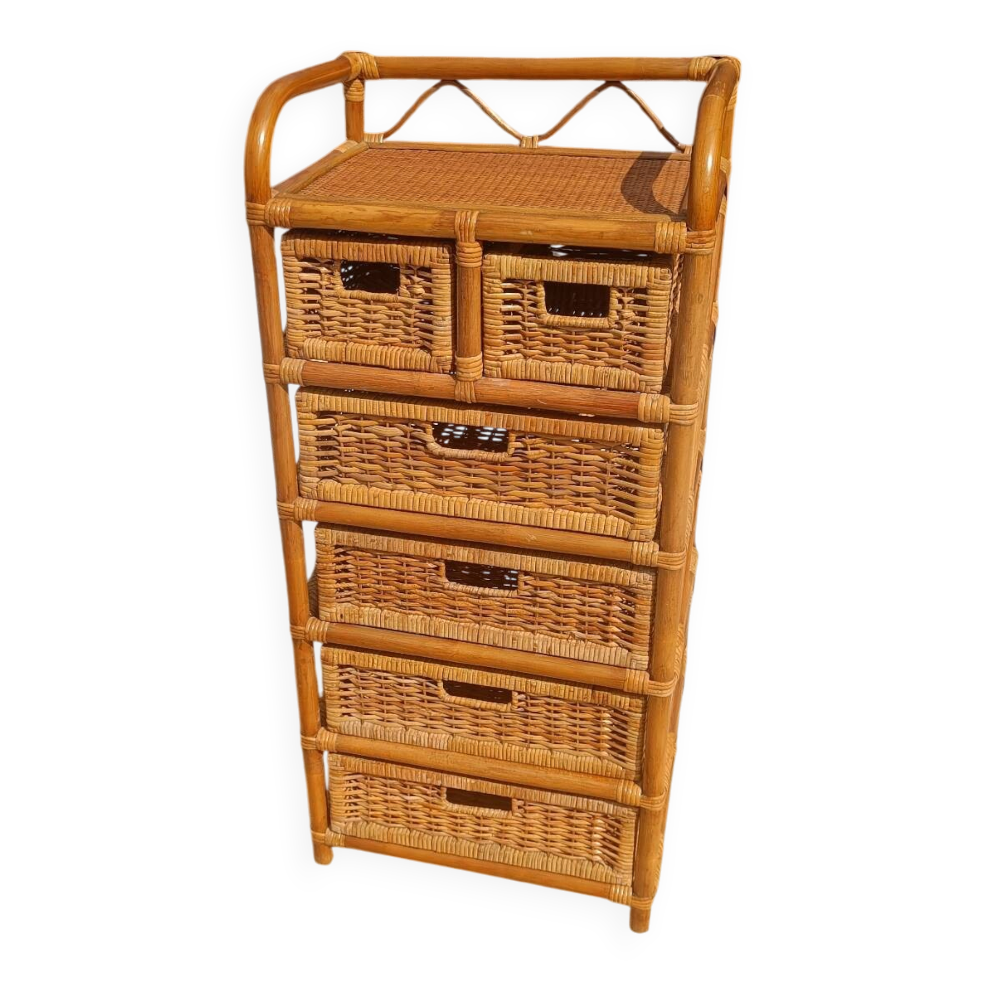 Chiffonnier commode en rotin