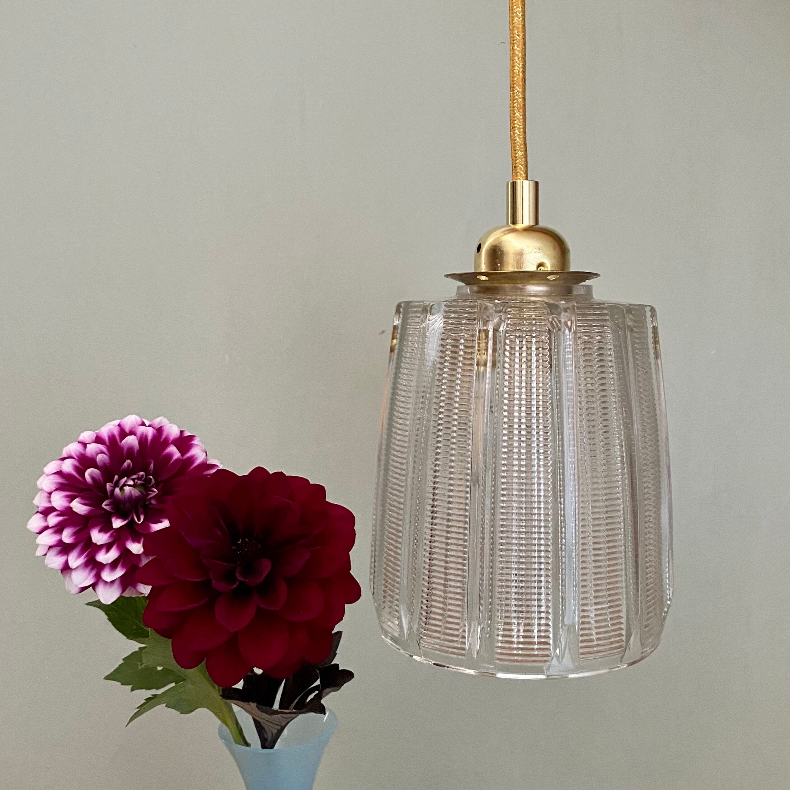 Vintage holophane glass globe lamp