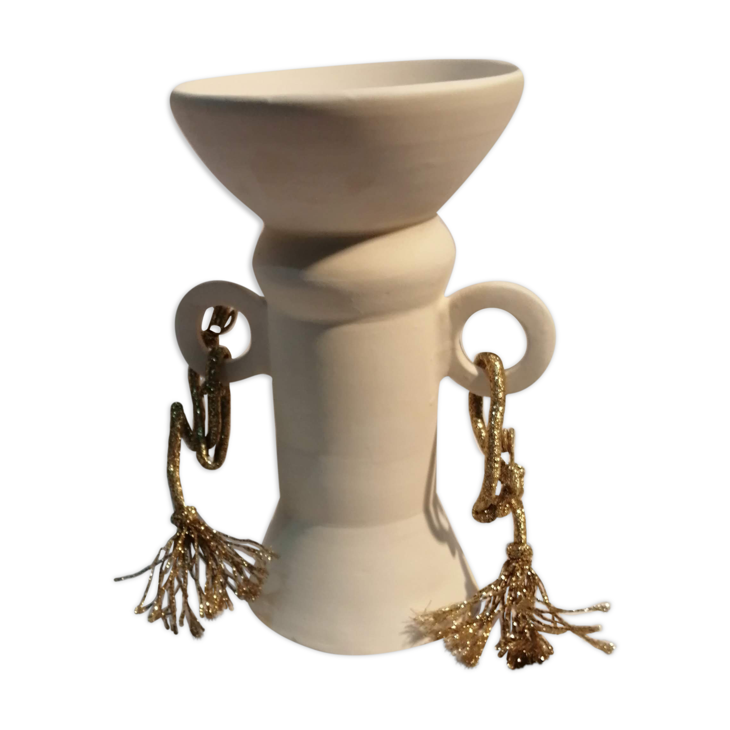 Handmade white clay vase