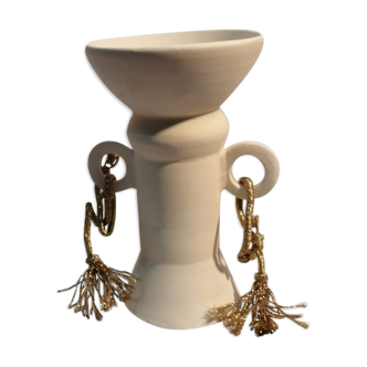Handmade white clay vase