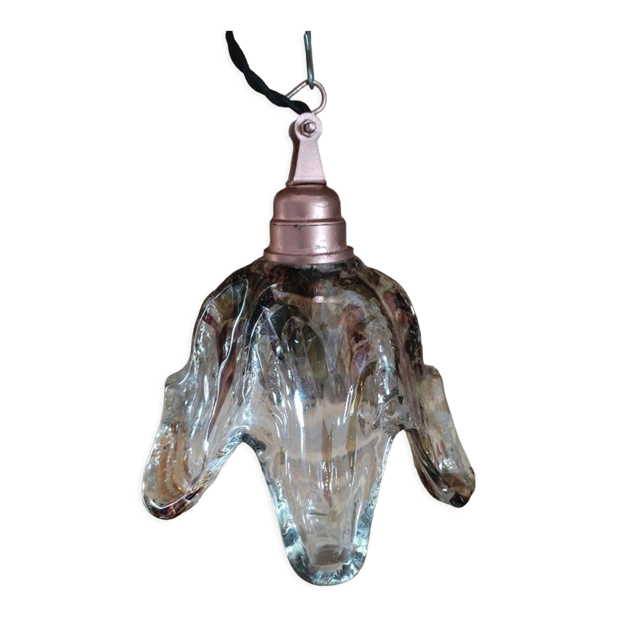 Walker lamp globe glass molded star support rose gold copper