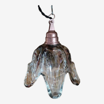 Baladeuse lampe globe verre moulé étoilé support rose gold cuivre
