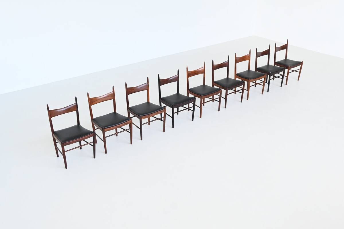 H. Vestervig Eriksen set of nine dining chairs rosewood Tromborg Denmark 1960