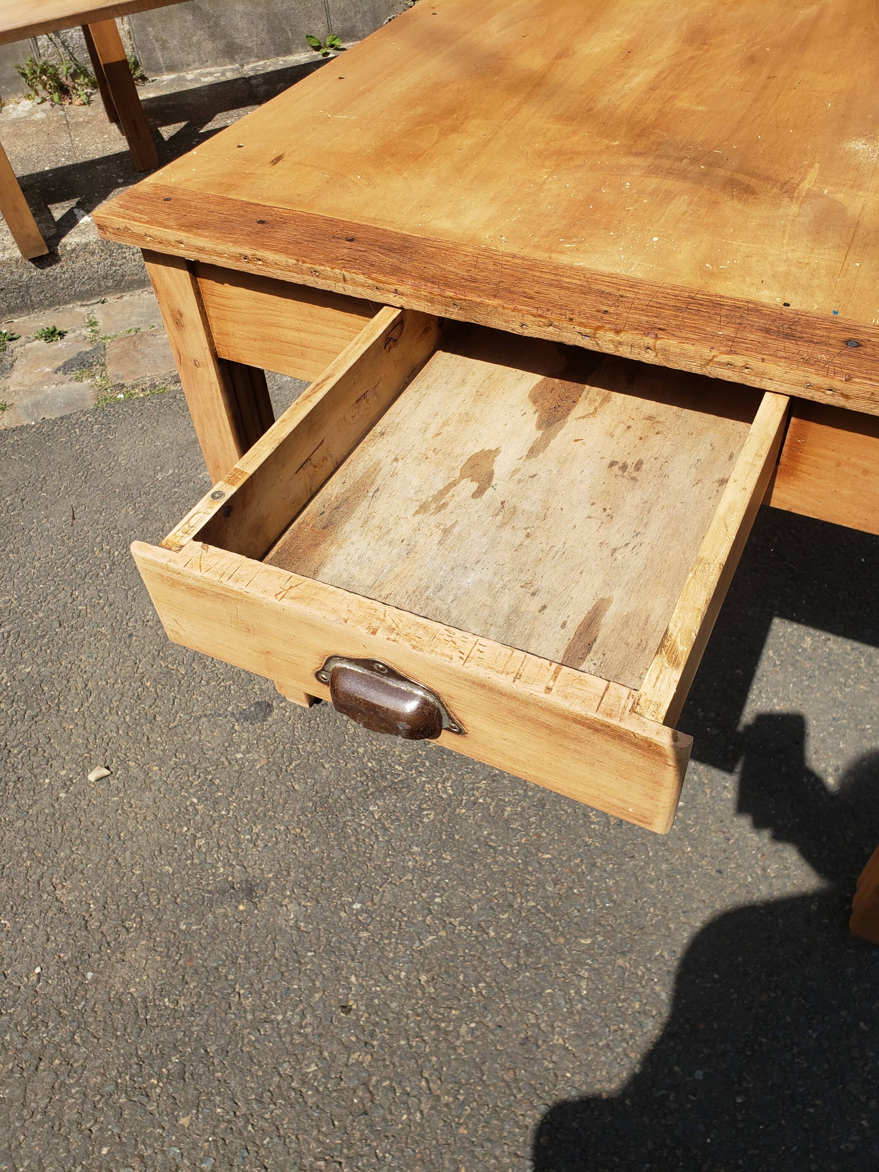 Farm table with pair of benches
