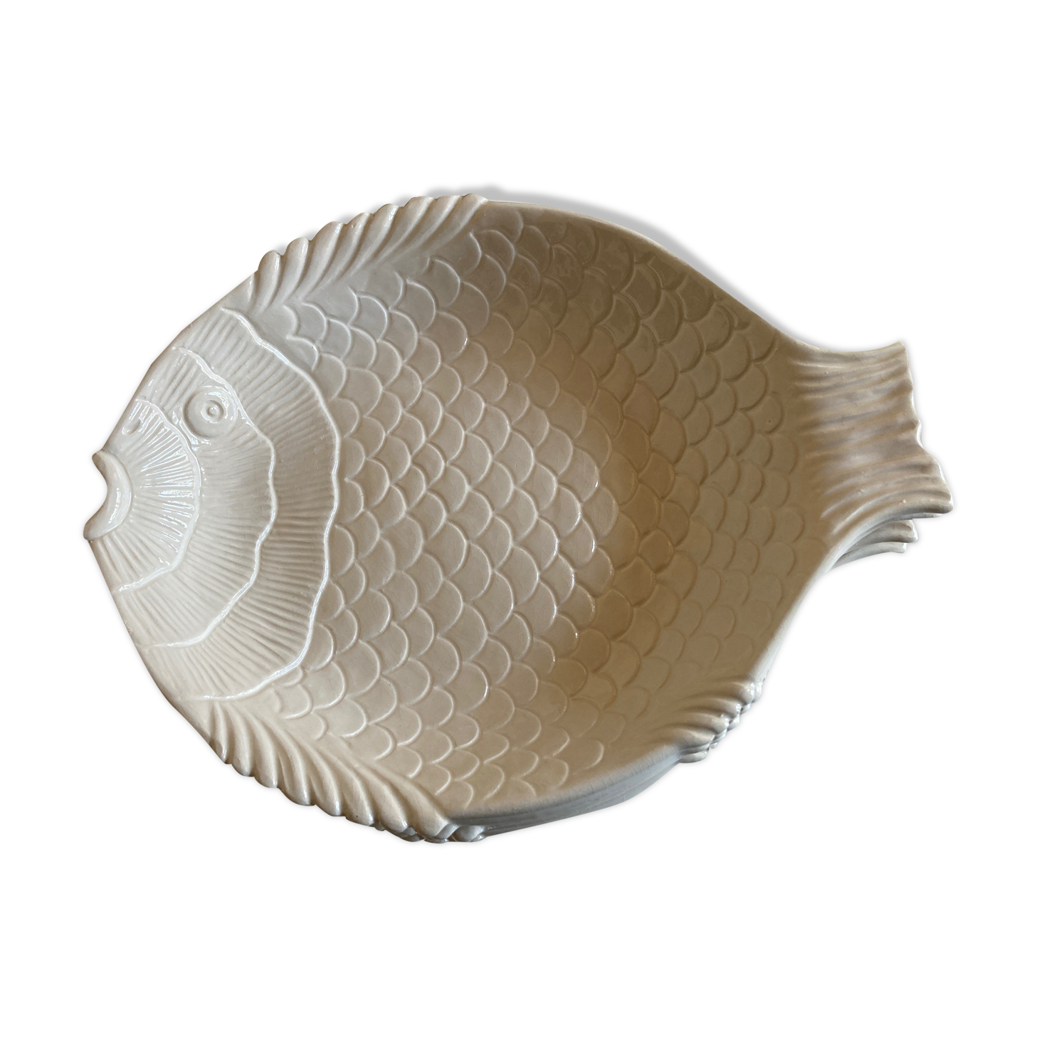 Set de 5 assiettes creuses calotte poisson 1970 faience Italie