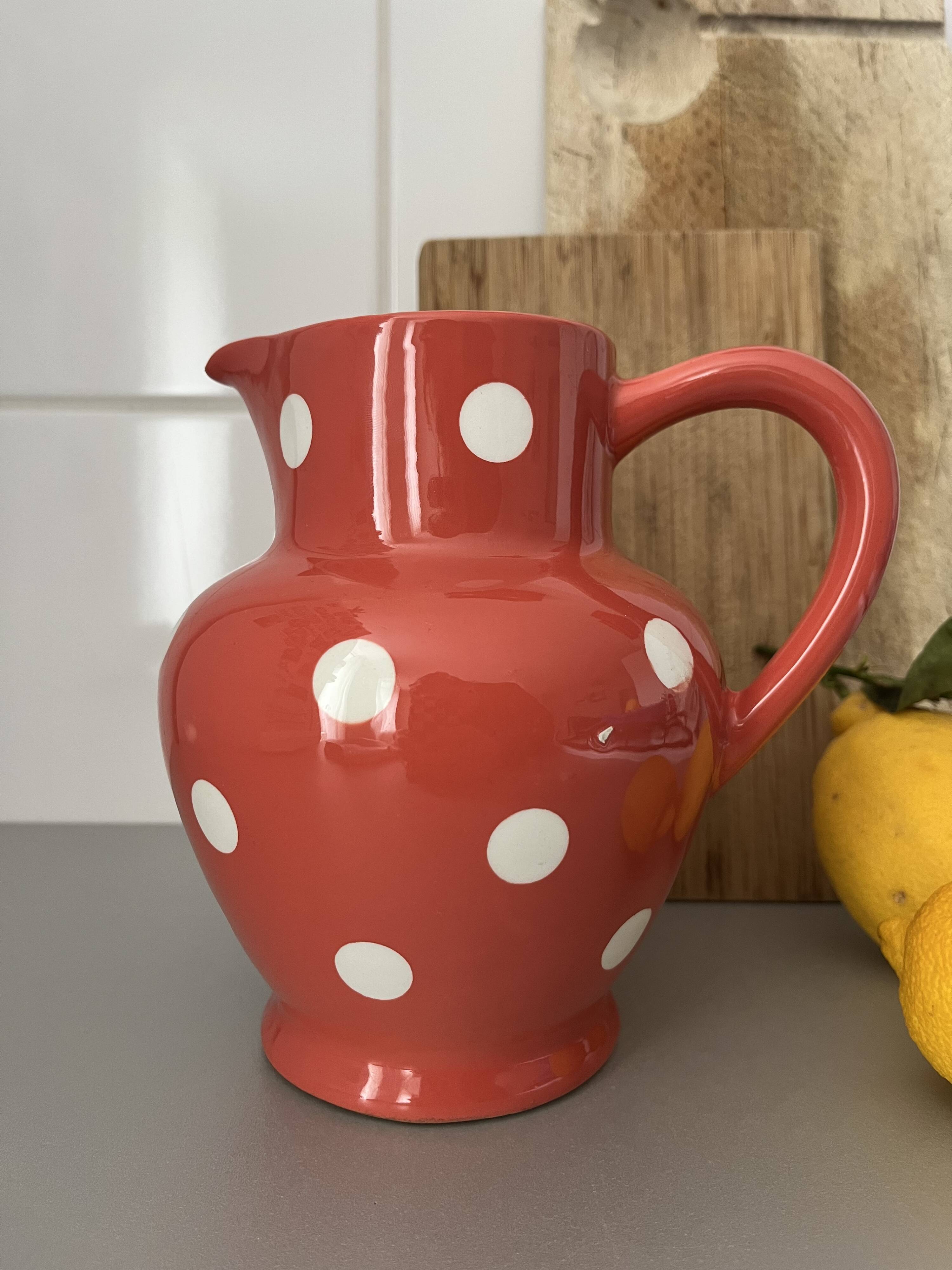 Moulin des Loups earthenware polka dot pitcher