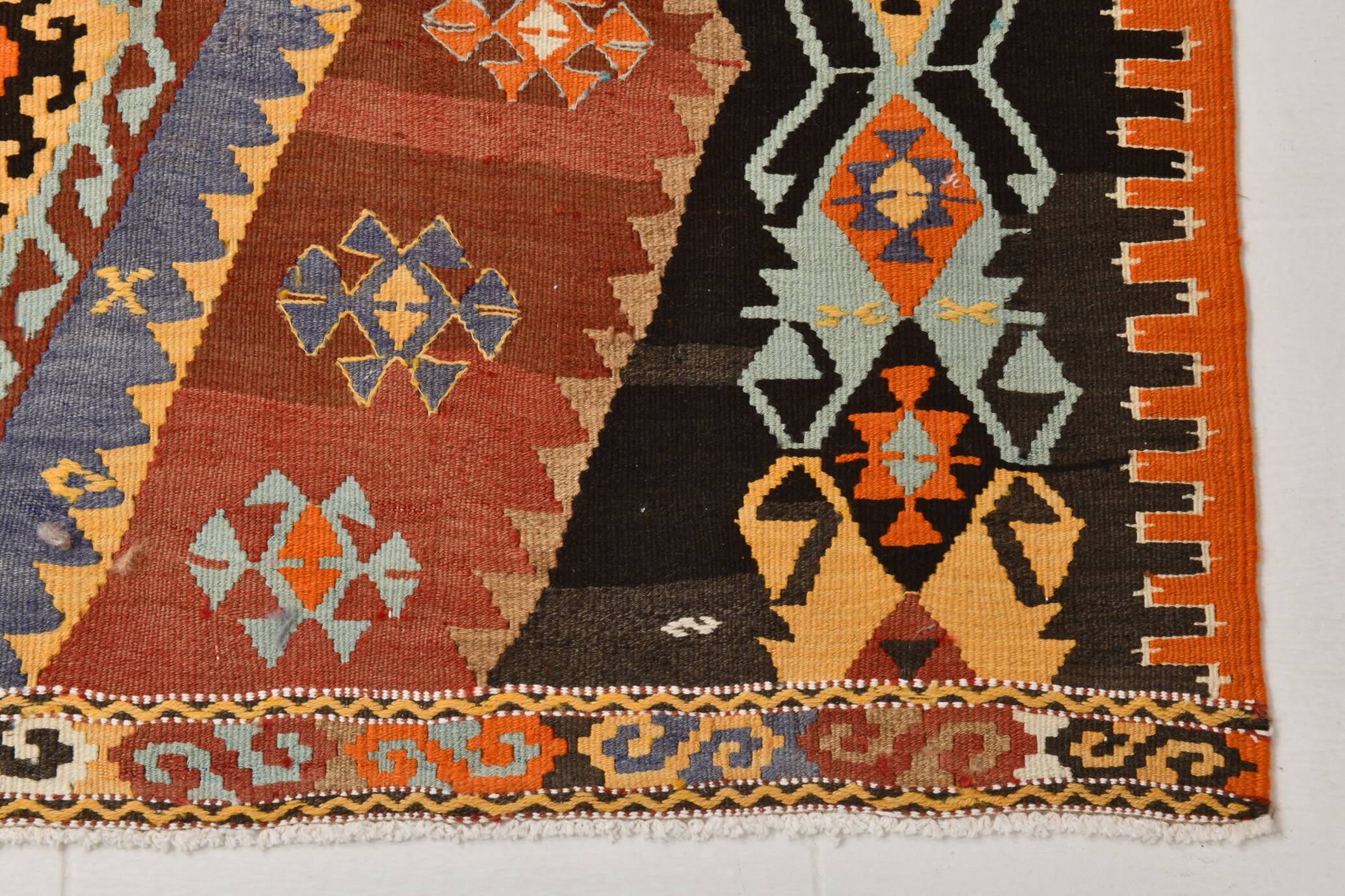 Red & Green Wide Turkish Runner Rug, 163x169cm