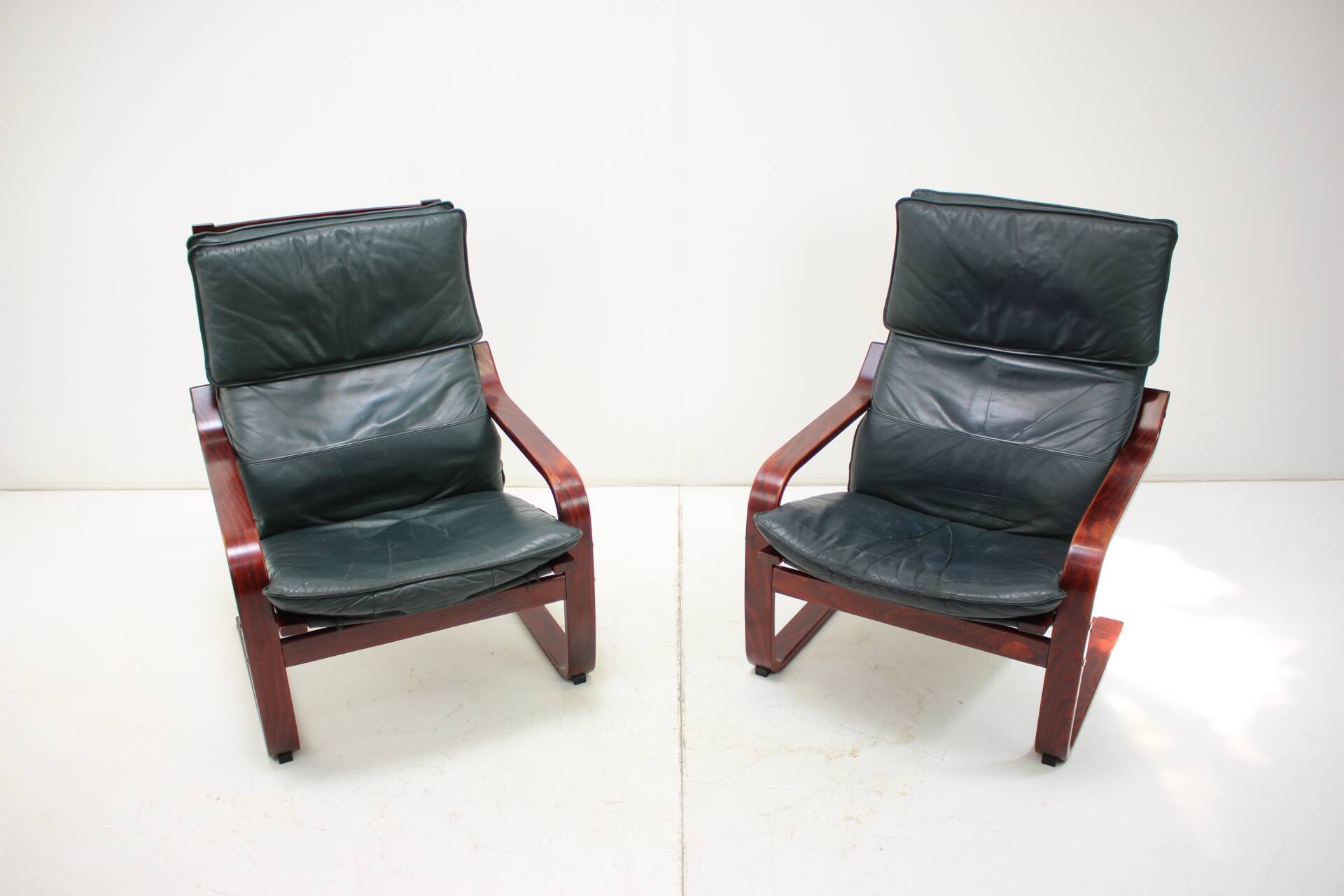 Set of Two Leather Armchairs by IKEA, Sweden, 1980's