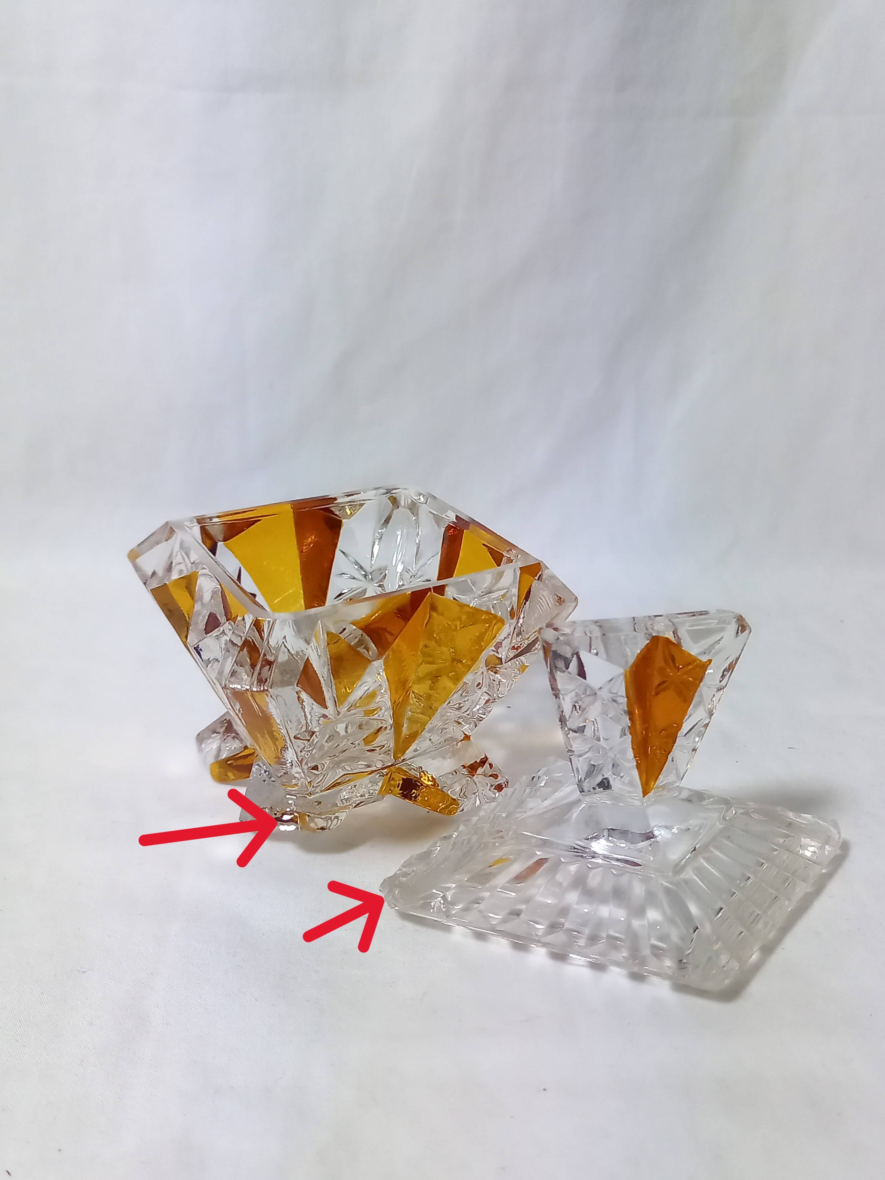 Art Deco Perfume Bottle, Pot and Tray in Transparent and Amber Glass