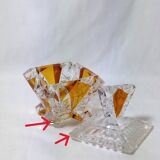 Art Deco Perfume Bottle, Pot and Tray in Transparent and Amber Glass