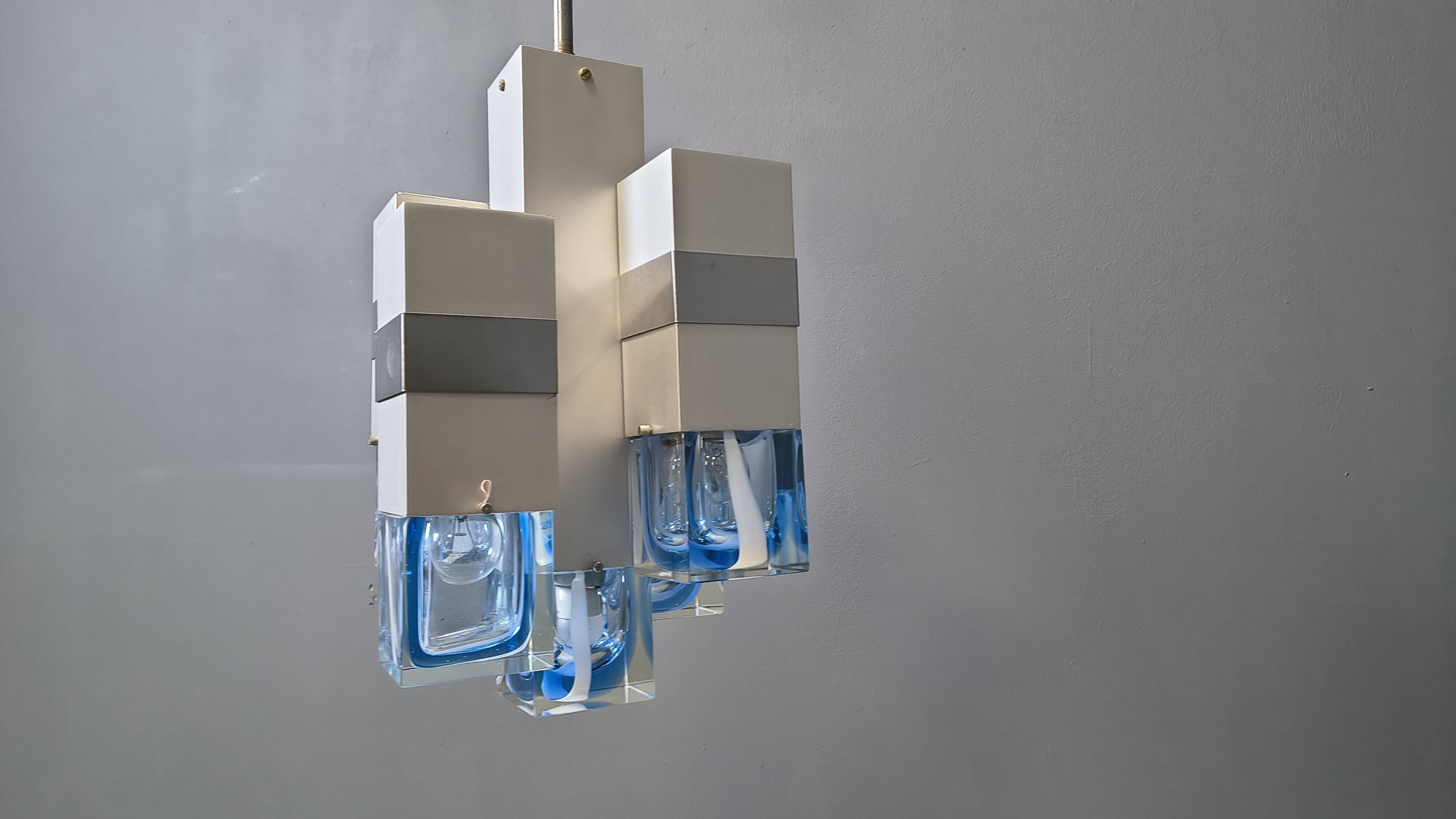 Vintage Cubico Chandelier by Gaetano Sciolari, 1970s