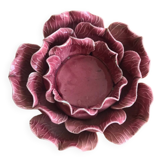 Vintage barbotine candle holder rare rose shape