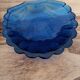 Silver-plated metal and blue glass butter dish