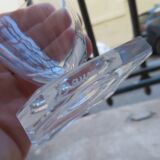 3 white wine glasses 11cl Daum crystal with square art deco base h 9.3cm