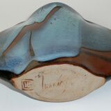 Enamelled stoneware signed vase