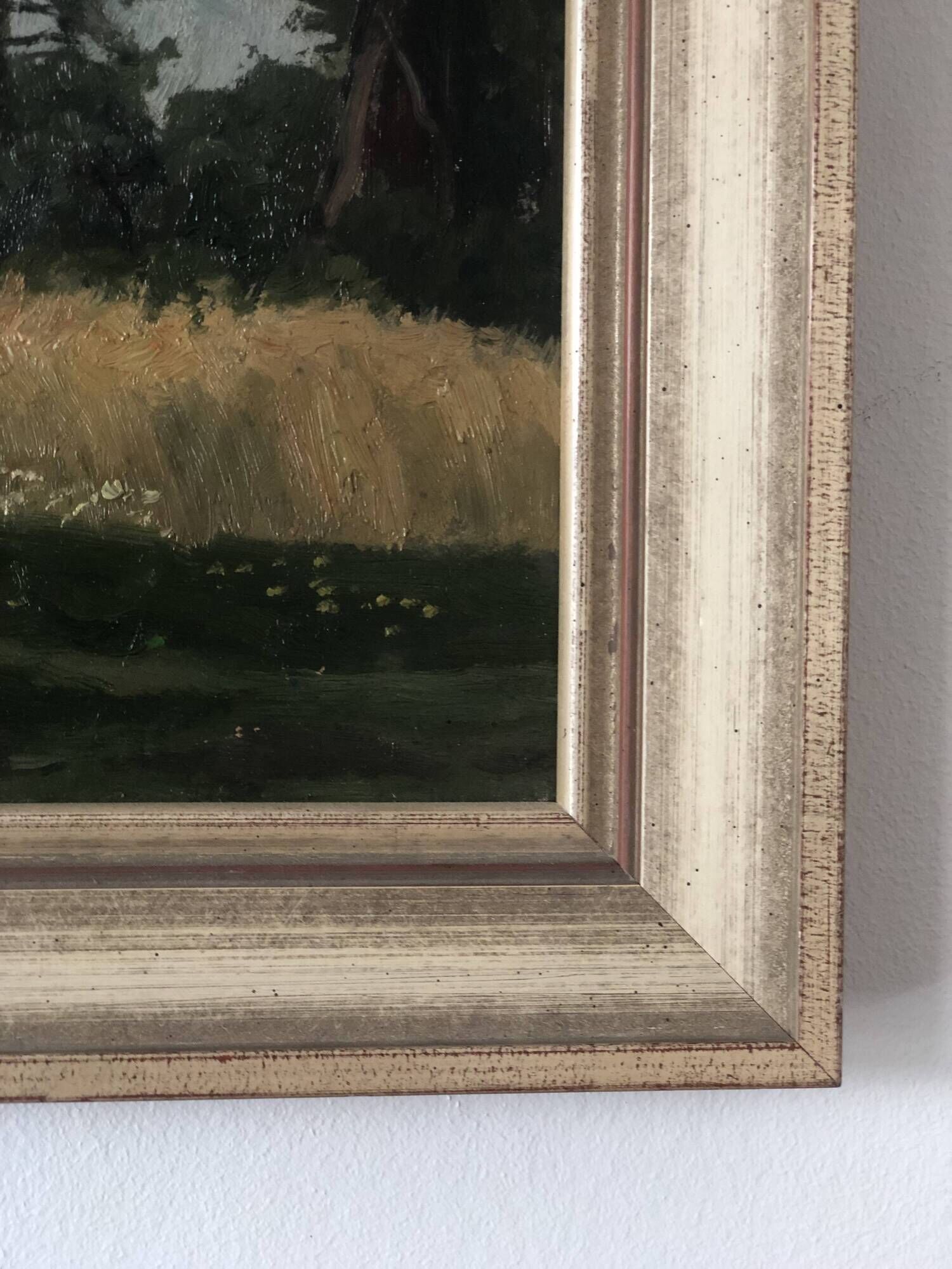 Vintage Original Landscape Oil Painting: Rowboat Nature Art
