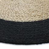Carpet in jute and cotton black beige 90 cm
