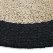 Tapis en jute et coton noir beige 90 cm