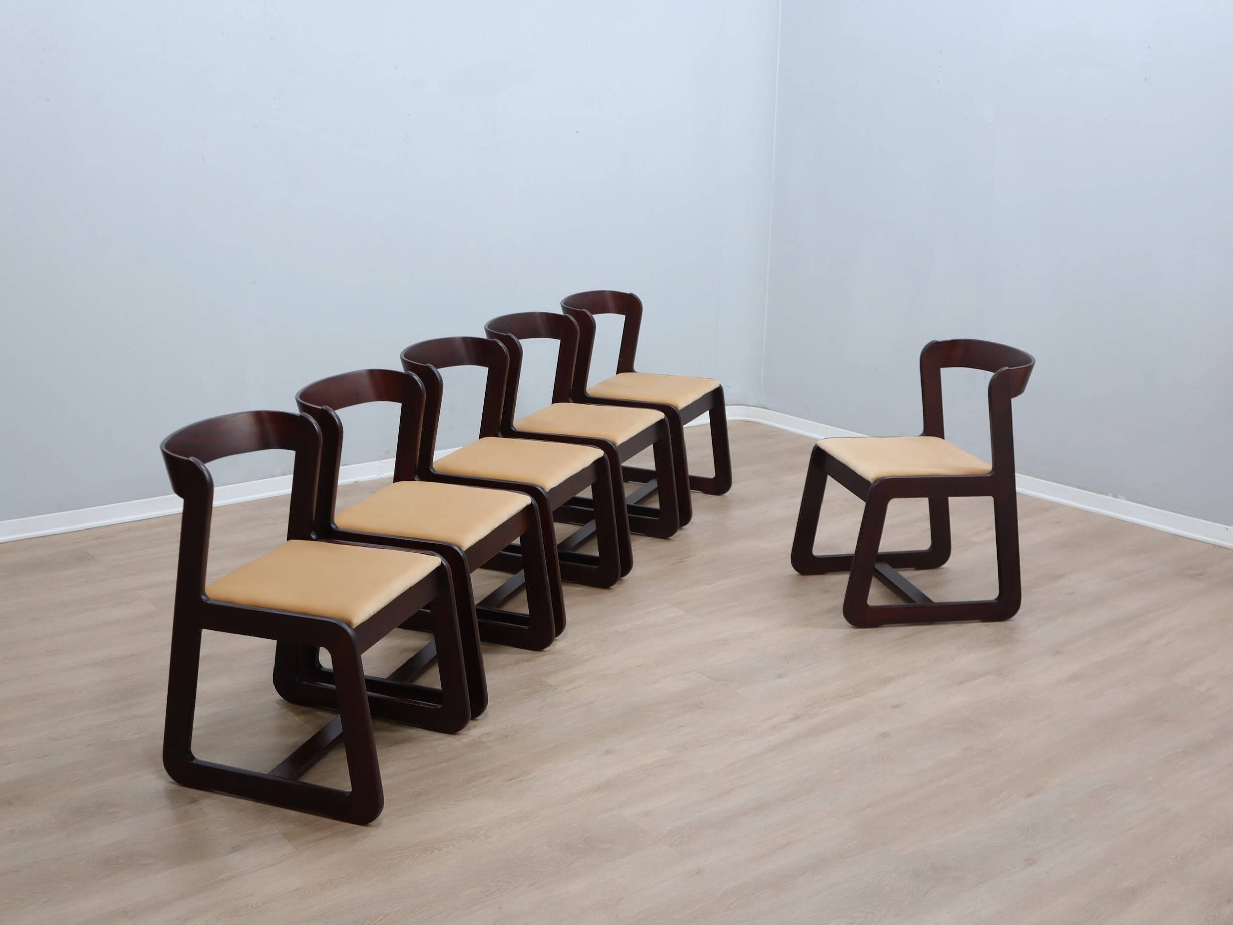 6 chaises de salle à manger Mario Sabot, Italie années 1970