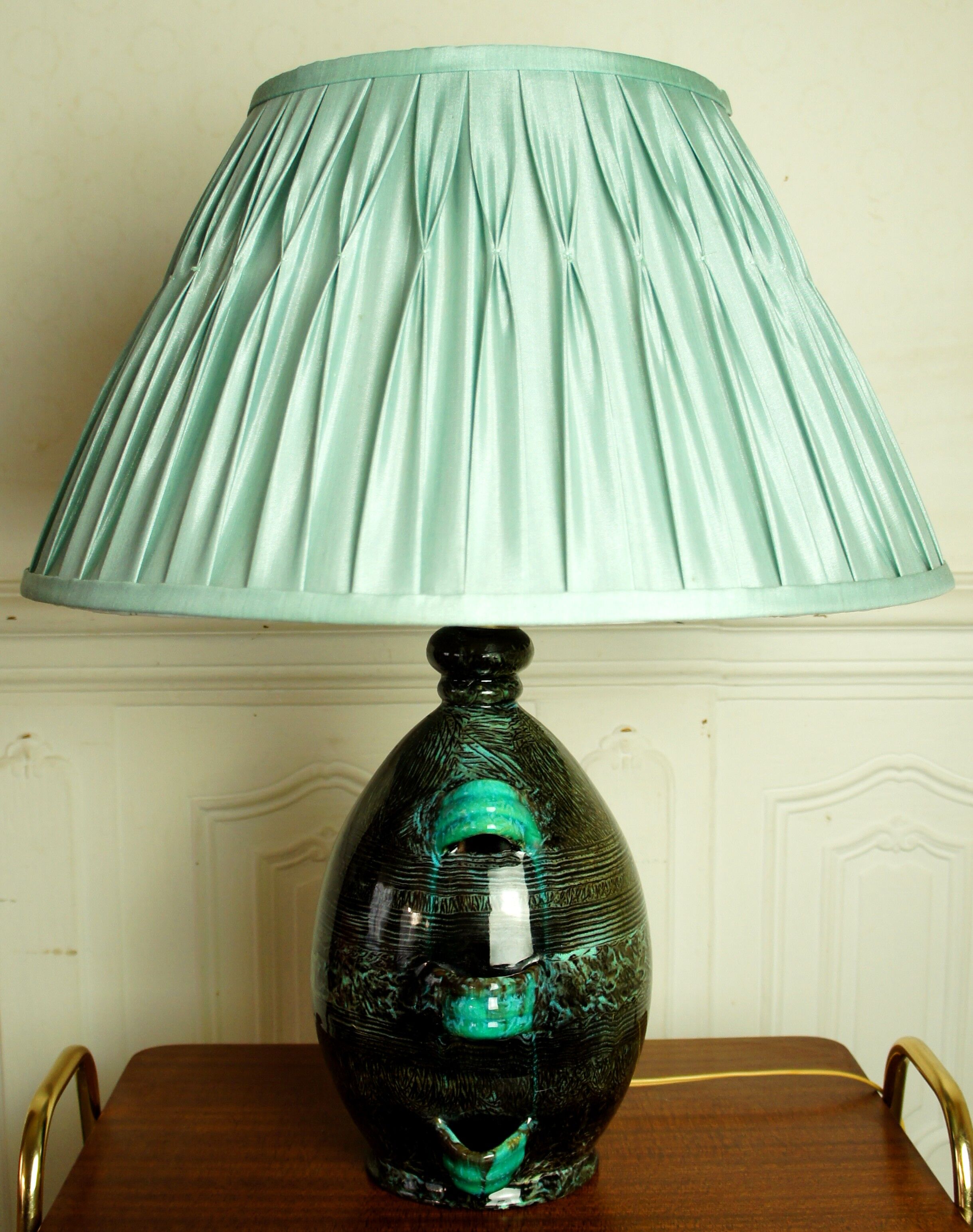 Ceramic lamp signed "Accolay Yonne" vintage