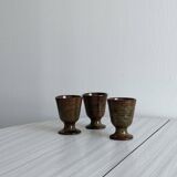 Set of 3 small enamelled ceramic mugs