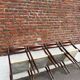 Lot of 4 vintage Scandinavian chairs in wood and golden fabric.