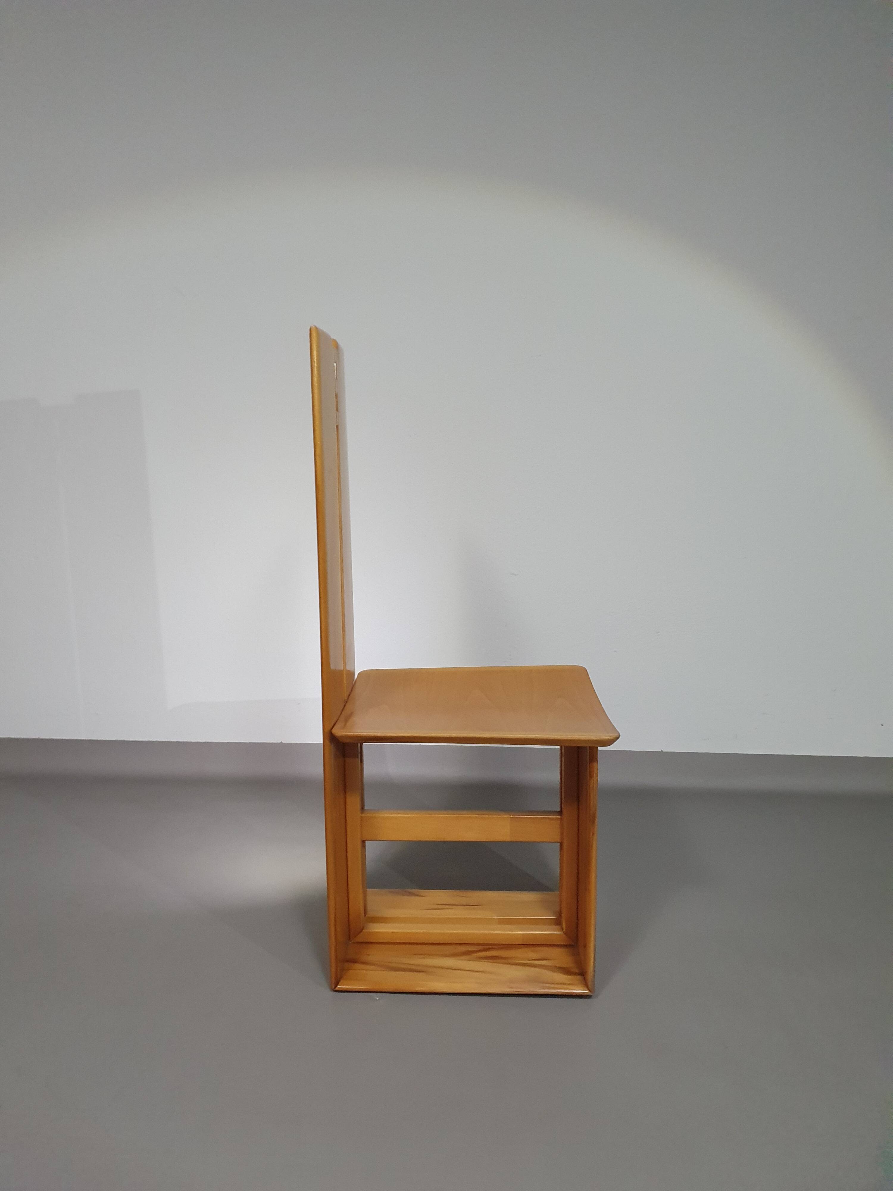 Mycene chair by Ferdinando Meccani for Meccani Arredamenti, 1978. Cherry chair. Dimensions 43.5 x 44