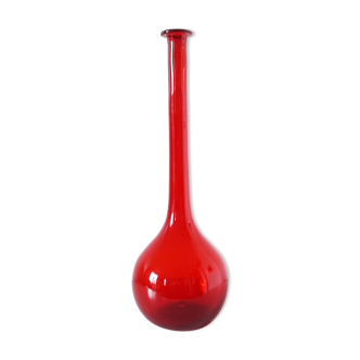 Italian red blown glass bottle EMPOLI