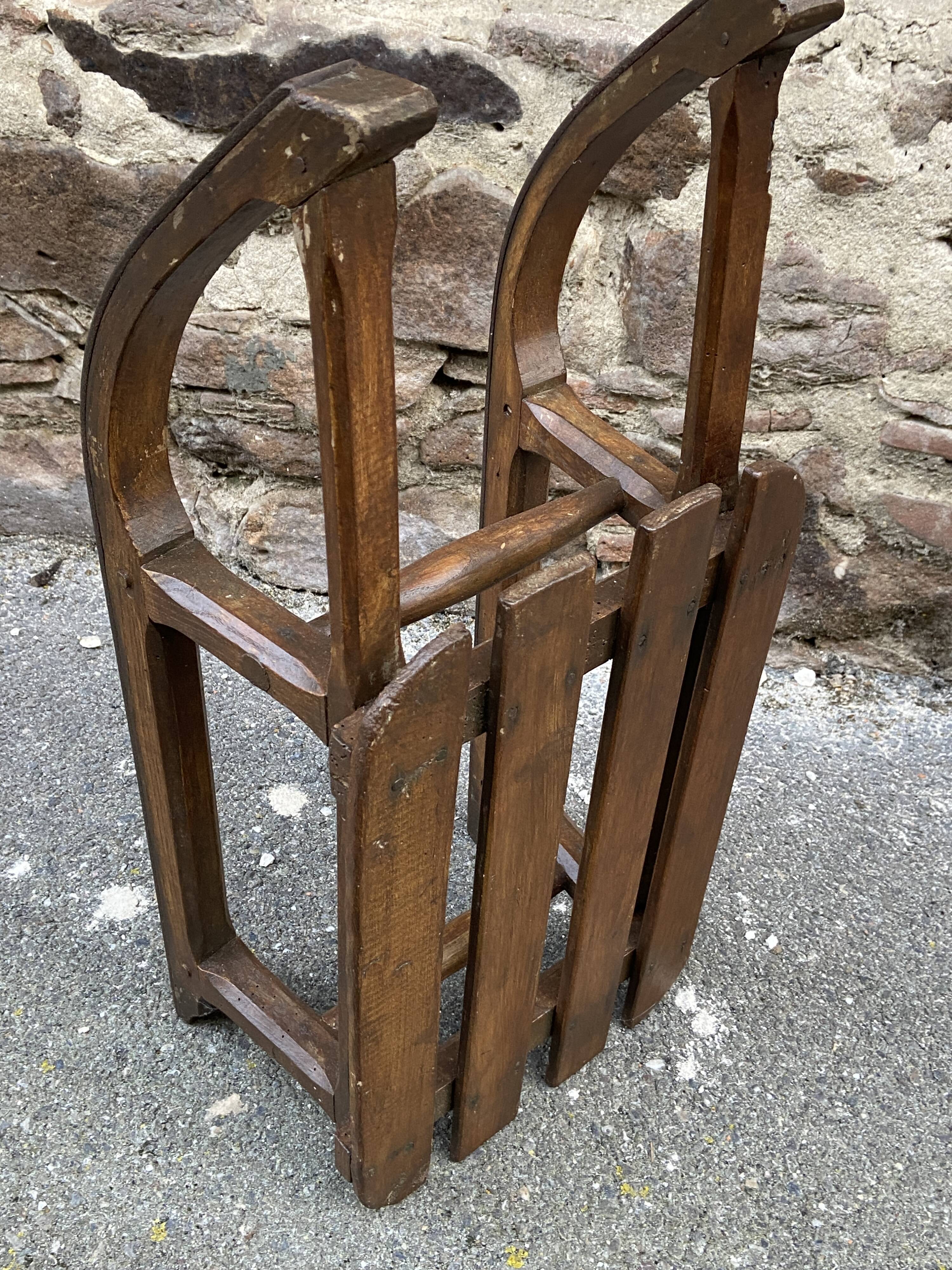 old sled sleigh Alsace Christmas decoration DAVOS style Wood 1900