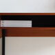 60s modernist style desk in black and mahogany laqué wood