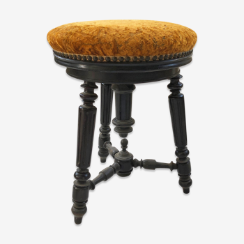 Tabouret napoléon 3 velours jaune