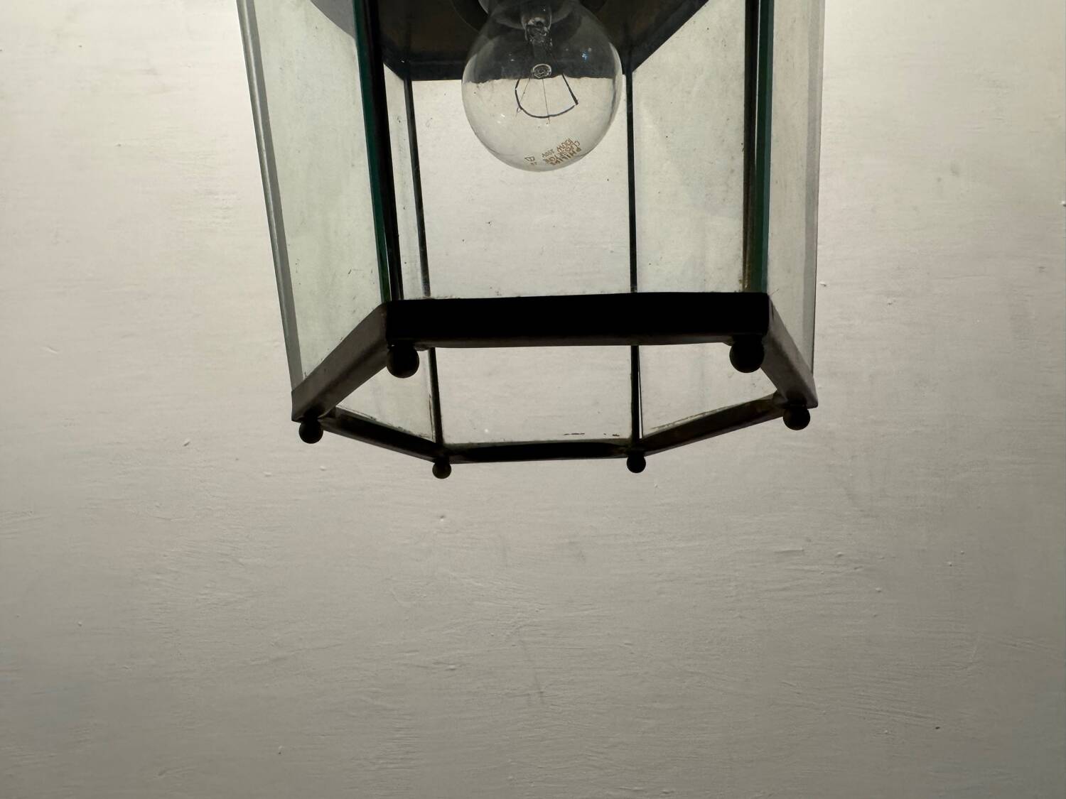 Suspension en verre et bronze vintage des années 1950