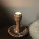 Vintage speckled rust round stoneware candlestick