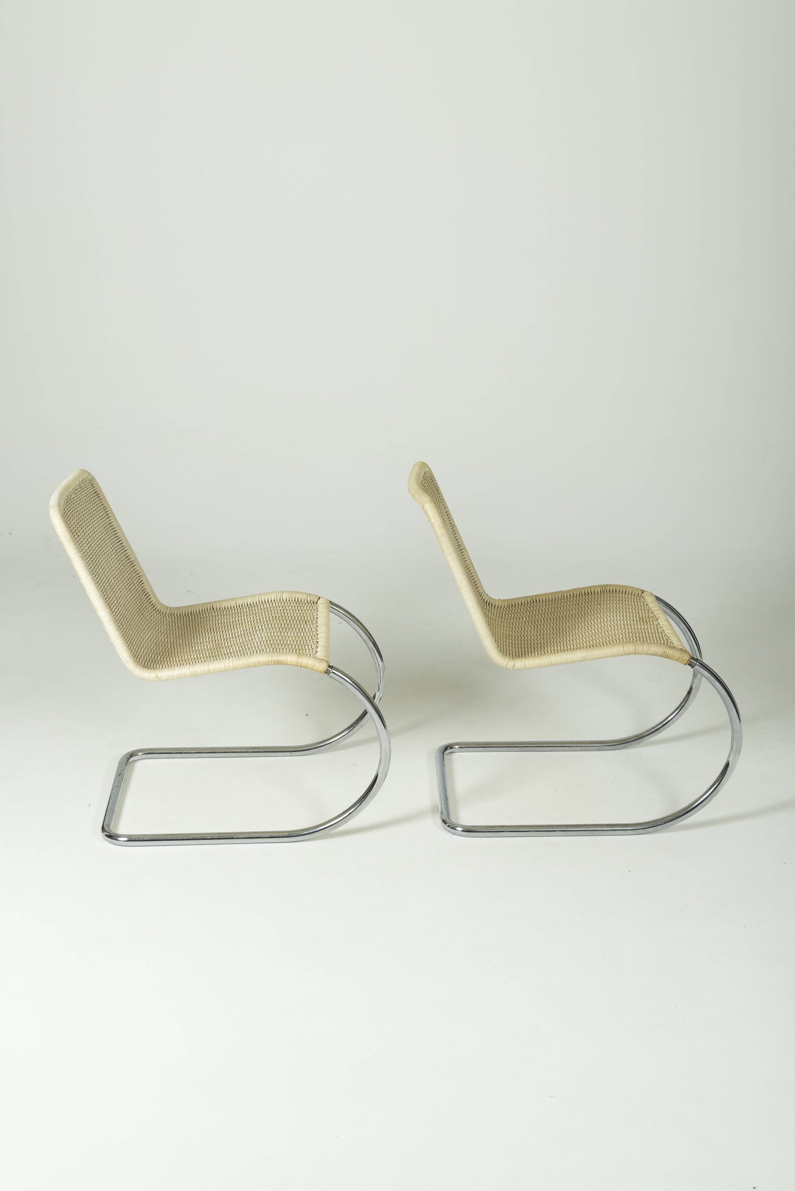 Bauhaus "MR10" chairs by Ludwig Mies van der Rohe, Tecta edition circa 1990