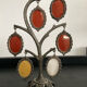 Vintage photo holder silver metal medallions