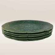 Set of 5 dessert plates in barbotine, vine leaf model Gien