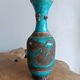 Ugo zaccagnini turquoise ceramic vase with dragon decoration