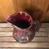 Old morvan small mass pitcher black & red ceramic vintage