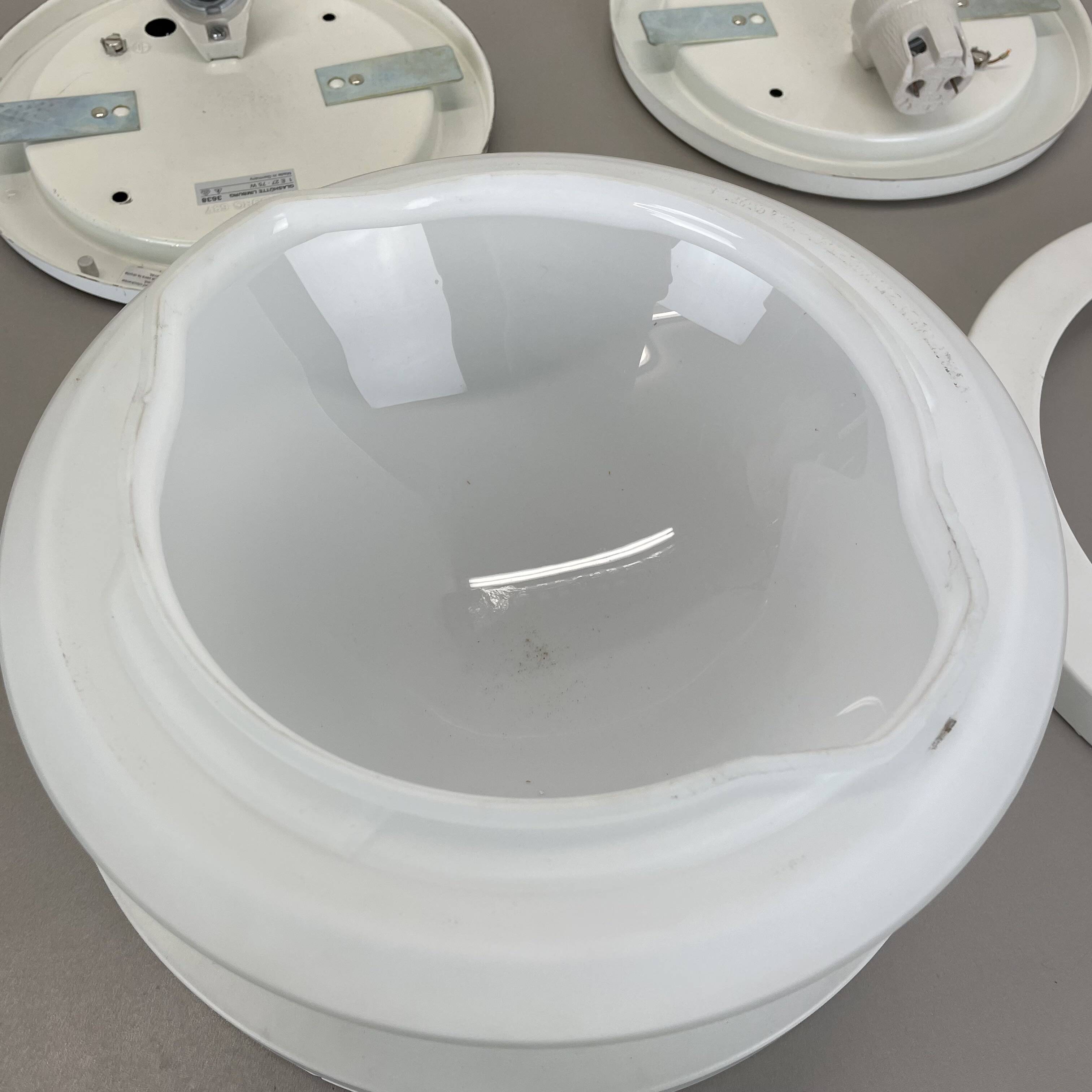 Set of 2 metal and glass Wall ceiling Lights by Glashütte Limburg, Germany,