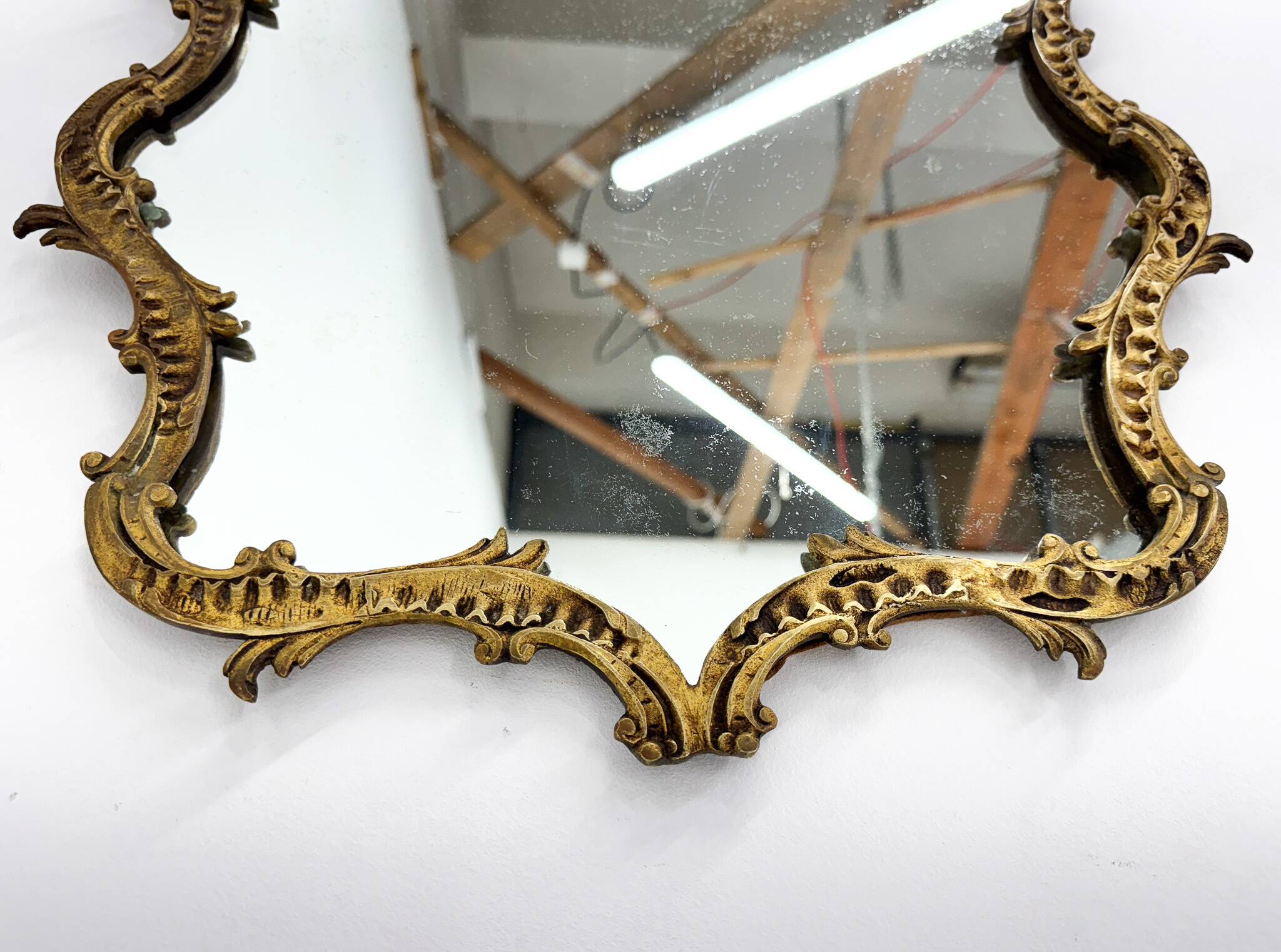 Antique brass french wall mirror