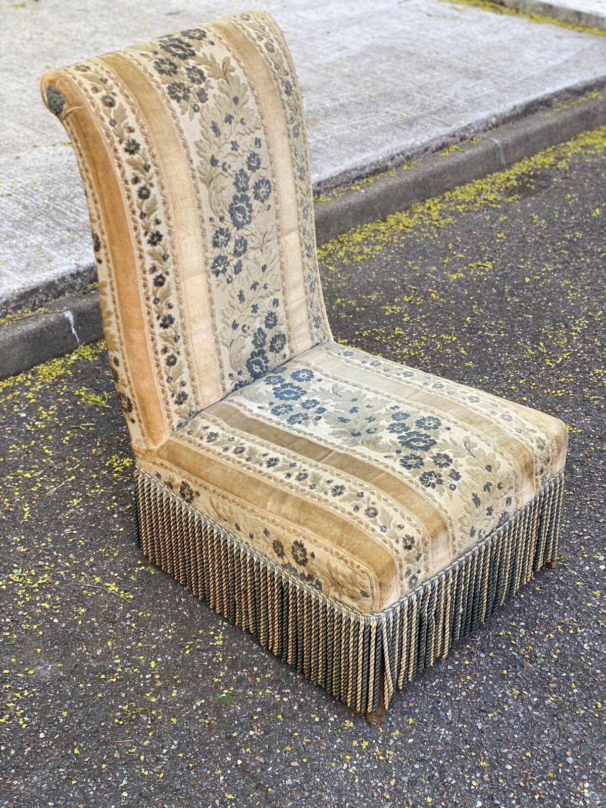 Chauffeuse vintage Napoléon velours beige