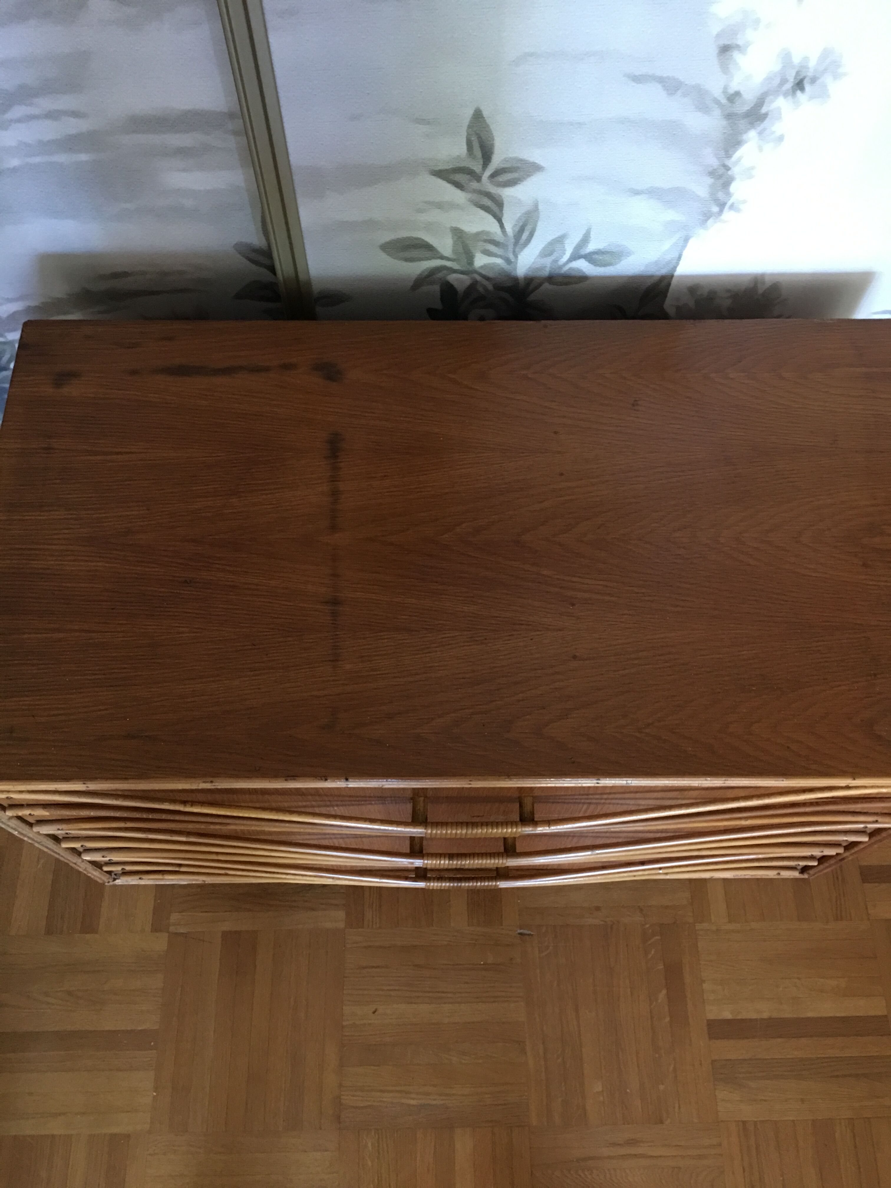 Rattan chest of drawers of the years 50