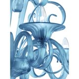 Contemporary Venetian Blue Satin Murano Glass Chandelier with 8 Arms