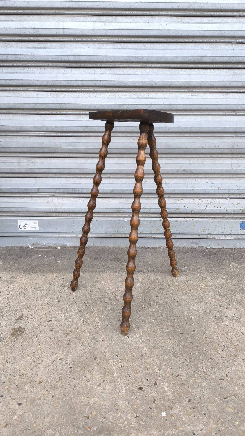 1950s Beaded Wooden Tripod Stool