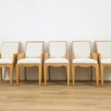 Set of five antique wooden chairs / armchairs.