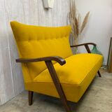 Yellow velvet sofa