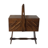 Rustic dark wood sewing basket