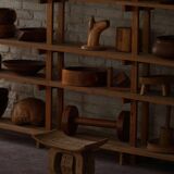 Ashanti stool, hand-carved hardwood stool from West Africa, Wabi Sabi, 20th century