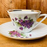 Set of 6 cups and under coffee cups in fine porcelain from Chauvigny, made in France.